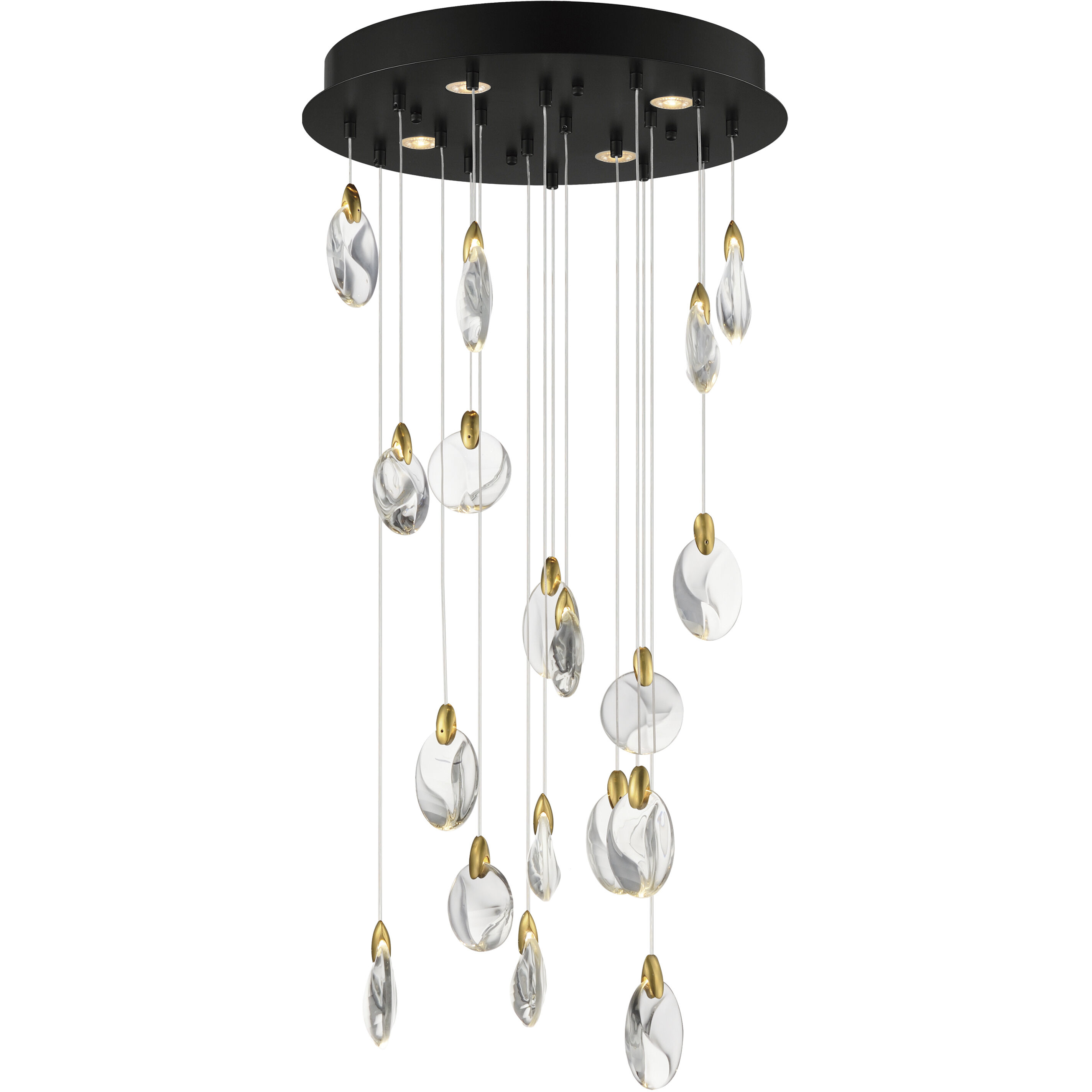 Pebble LED 21.75 inch Black and Polished Gold Multi-Light Pendant Ceiling Light