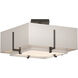 Exos 2 Light 16.6 inch Dark Smoke Semi-Flush Ceiling Light in Natural Anna/Flax, Small