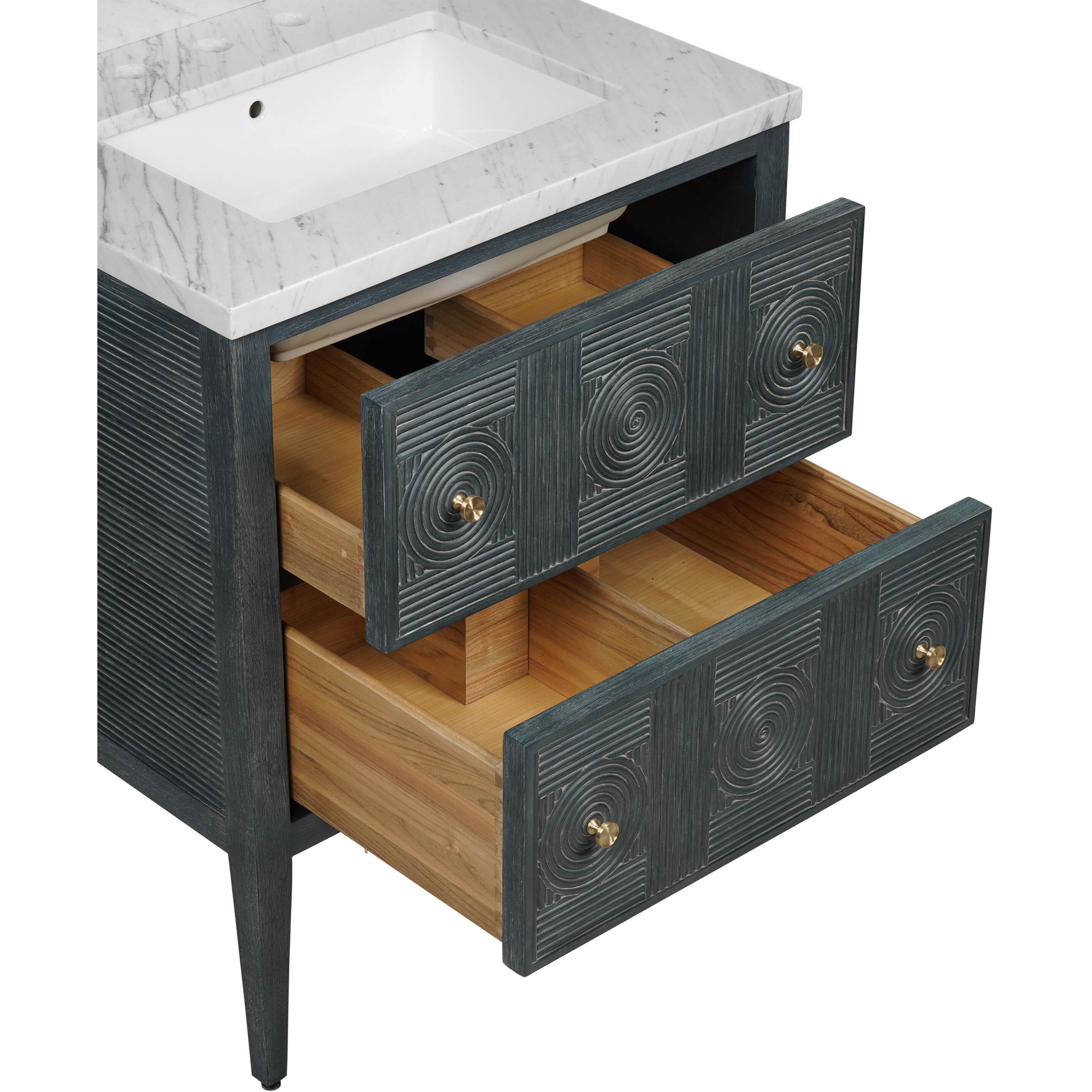 Santos 28 X 34 inch Vintage Navy/Natural/White/Brushed Brass/Polished Nickel Vanity with Undermount Sink