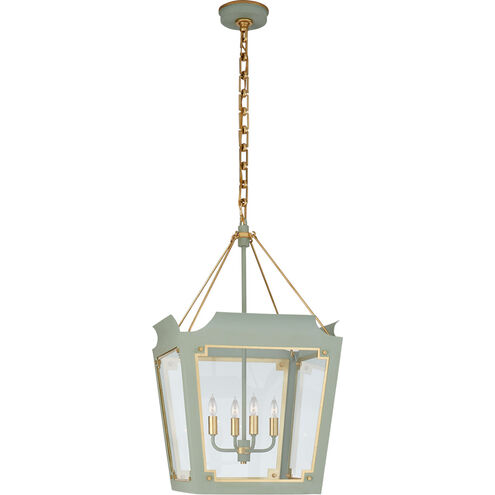 Julie Neill Caddo 4 Light 19 inch Celadon with Gild Lantern Pendant Ceiling Light in Celadon and Gild, Medium