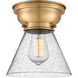 Aditi Large Cone LED 7.75 inch Brushed Brass Flush Mount Ceiling Light in Seedy Glass, Aditi