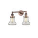 Franklin Restoration Bellmont 2 Light 17 inch Antique Copper Bath Vanity Light Wall Light in Clear Glass, Franklin Restoration