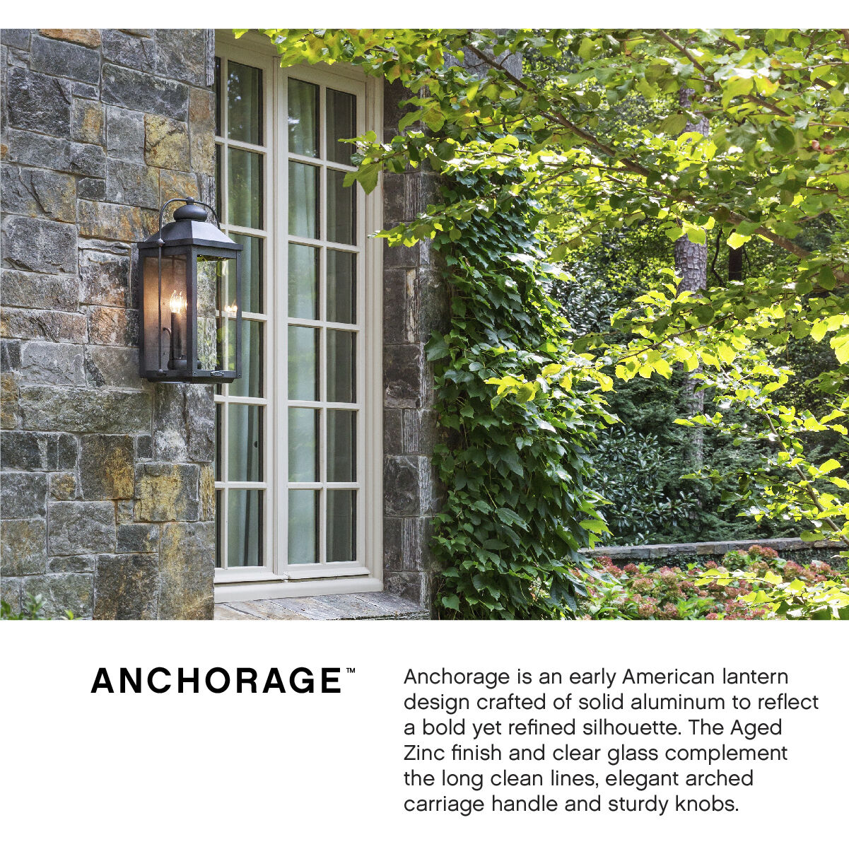 Heritage Anchorage Outdoor Wall Mount Lantern in Aged Zinc, Non-LED, Extra Large