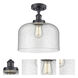 Ballston X-Large Bell LED 8 inch Matte Black Semi-Flush Mount Ceiling Light in Seedy Glass, Ballston