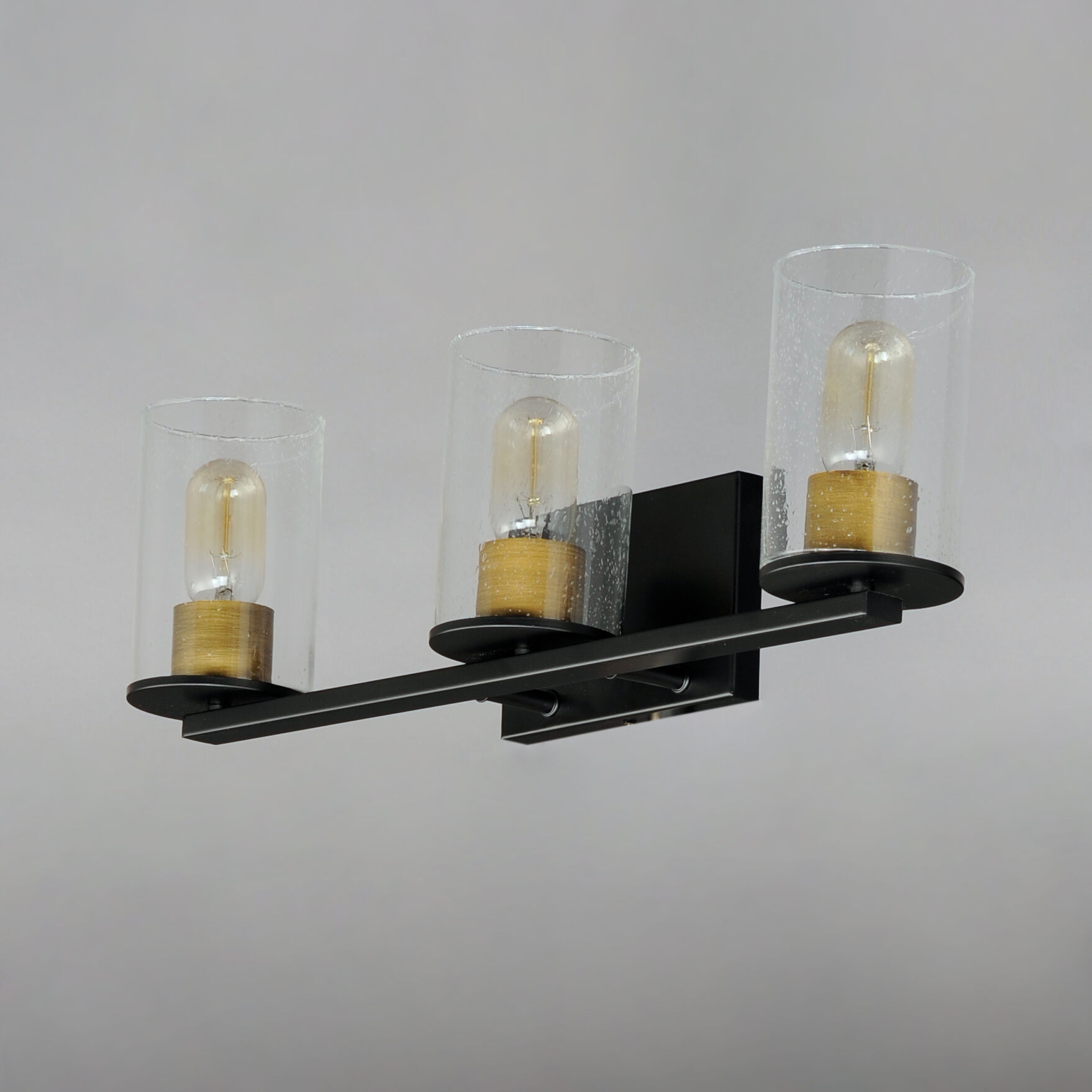 Sleek 3 Light 24 inch Antique Brass/Black Bath Vanity Wall Light