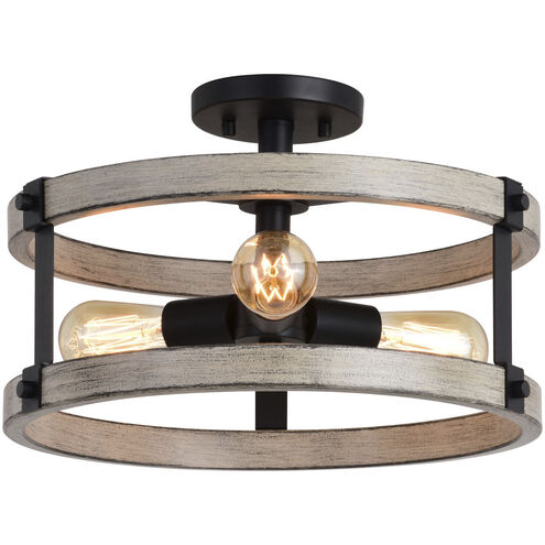 Danvers LED 16 inch Textured Black and Weathered Gray Semi-Flush Mount Ceiling Light
