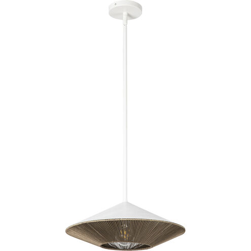Daphne 1 Light 15 inch White and Brown Cotton Rope Pendant Ceiling Light