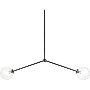 Novo 2 Light 19 inch Black Pendant Ceiling Light in Black and Clear