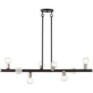 Bannister Linear Chandelier Ceiling Light in Black with Brushed Nickel Accents, Large