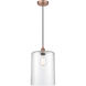 Edison Cobbleskill LED 9 inch Antique Copper Mini Pendant Ceiling Light in Clear Glass