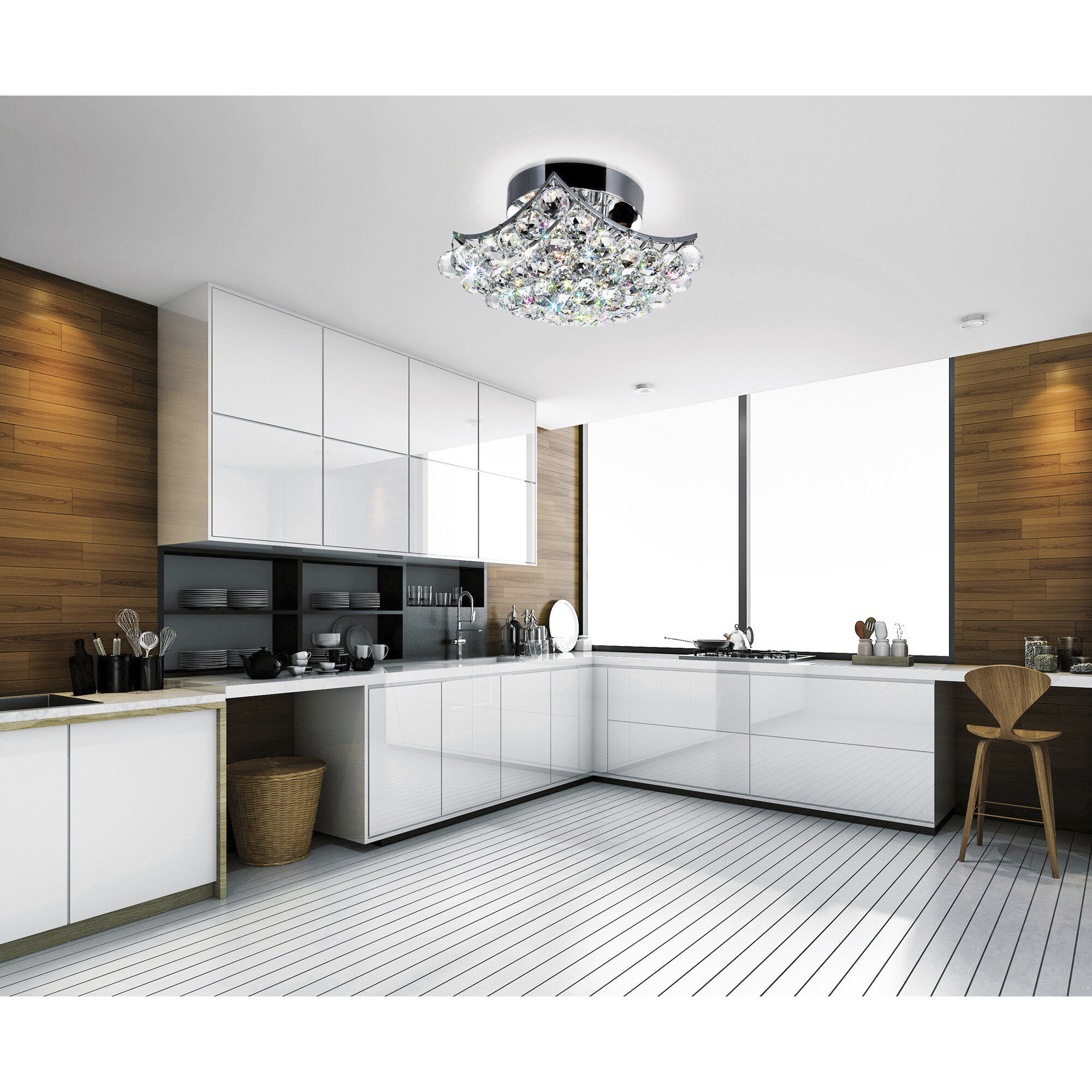 Queen 4 Light 14 inch Chrome Flush Mount Ceiling Light