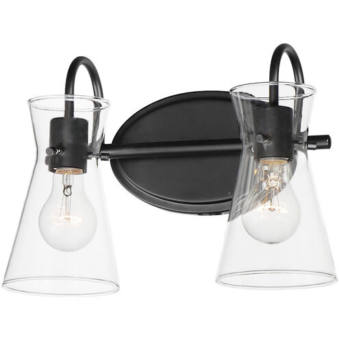 Ava 2 Light 13.5 inch Black Bath Vanity Light Wall Light