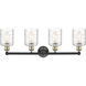 Cobbleskill 4 Light 32 inch Black Antique Brass Bath Vanity Light Wall Light in Deco Swirl