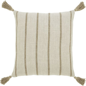 Truden 20 inch Natural Linen and Dark Brown Linen Stripe Indoor Pillow