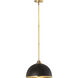 Landry 1 Light 14 inch Matte Black and Rubbed Brass Pendant Ceiling Light