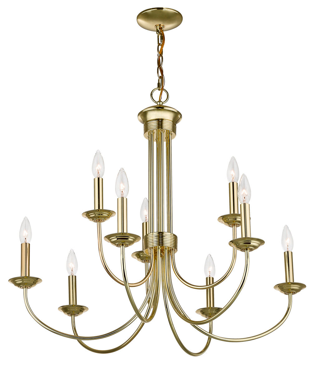 Estate 9 Light 30 inch Polished Brass Chandelier Ceiling Light