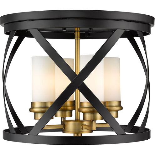 Malcalester 4 Light 16 inch Matte Black/Olde Brass Flush Mount Ceiling Light