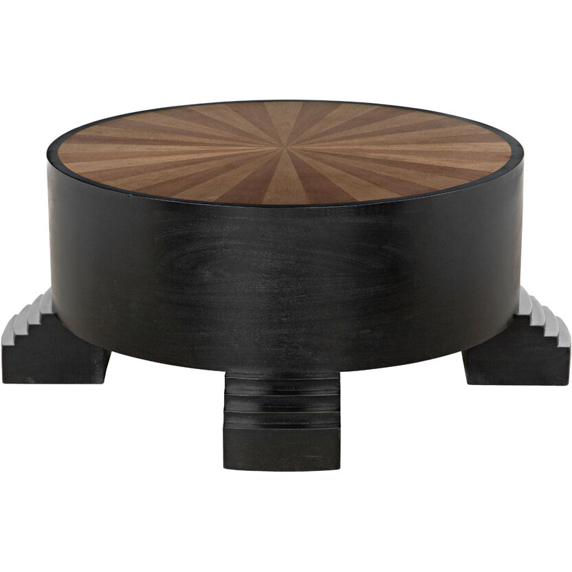 Tambour 44 X 44 inch Hand Rubbed Black with Veneer Top Coffee Table