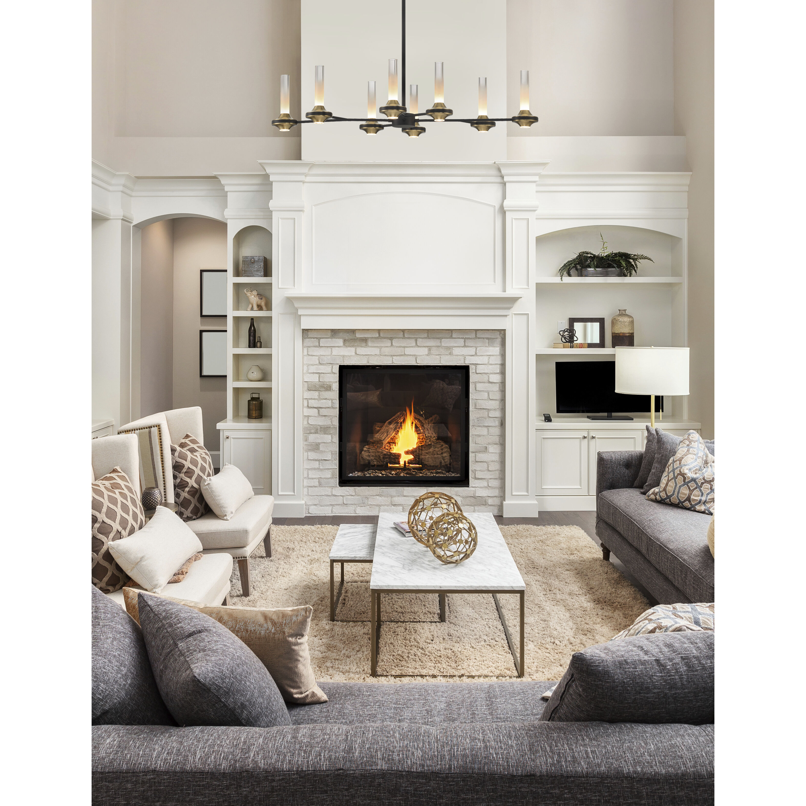 Torcia Linear Chandelier Ceiling Light in Black