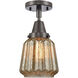 Franklin Restoration Chatham LED 6 inch Oil Rubbed Bronze Flush Mount Ceiling Light in Mercury Glass