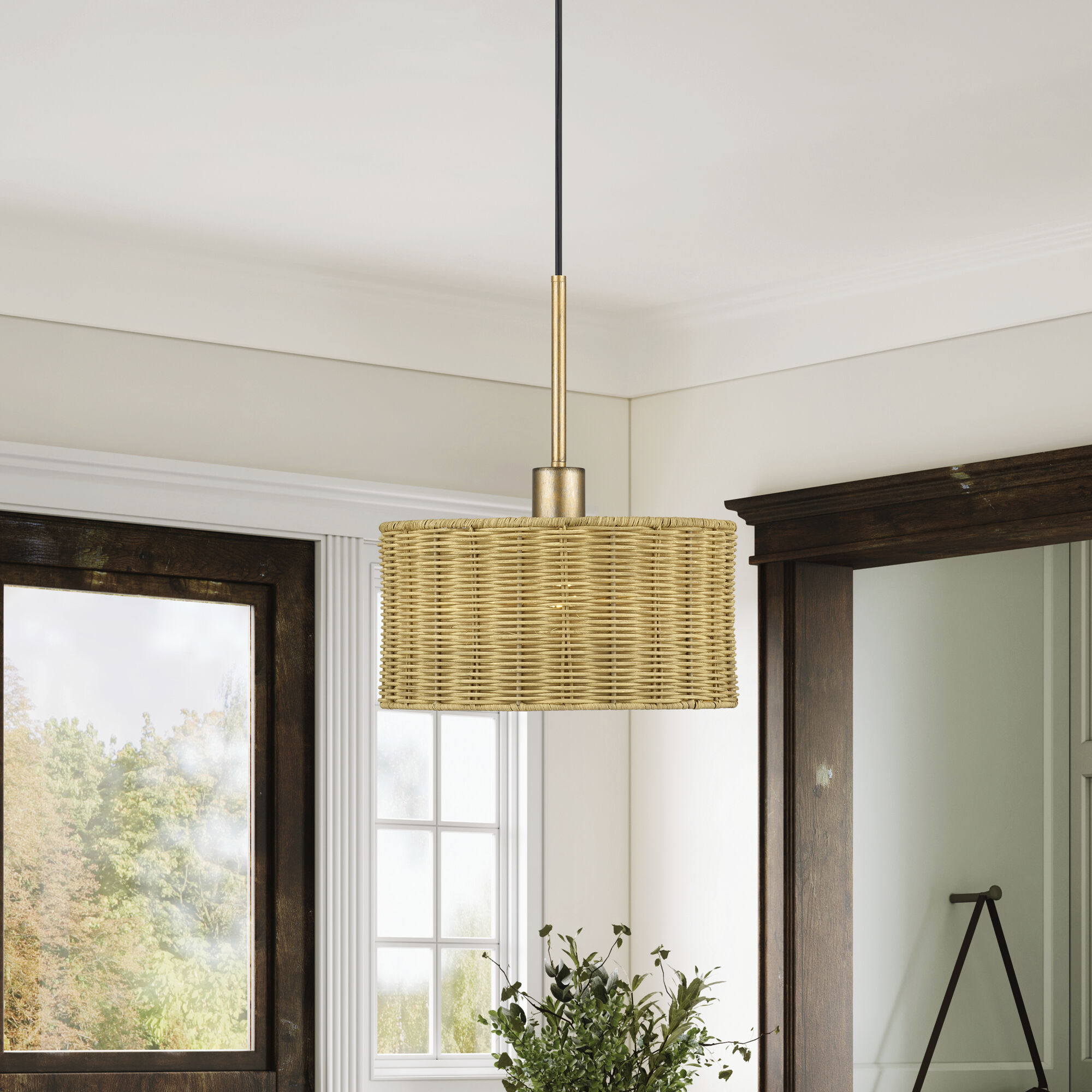 Weavington 1 Light 12 inch Antique Gold Leaf Pendant Ceiling Light
