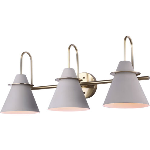 Talia 3 Light Matte Grey and Gold Vanity Light Wall Light