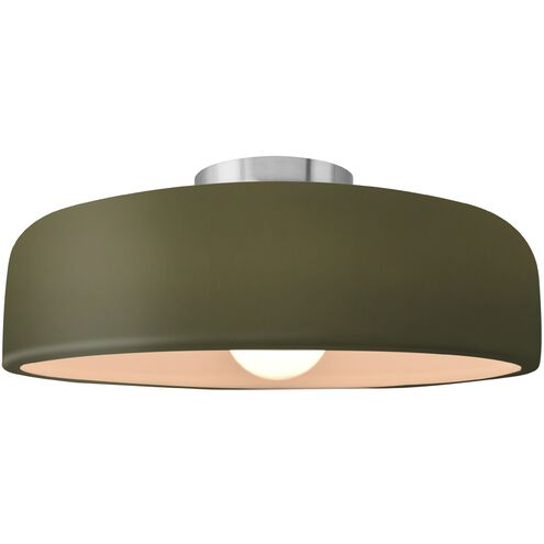 Radiance LED 16 inch Matte Green and Brushed Nickel Semi Flush Ceiling Light