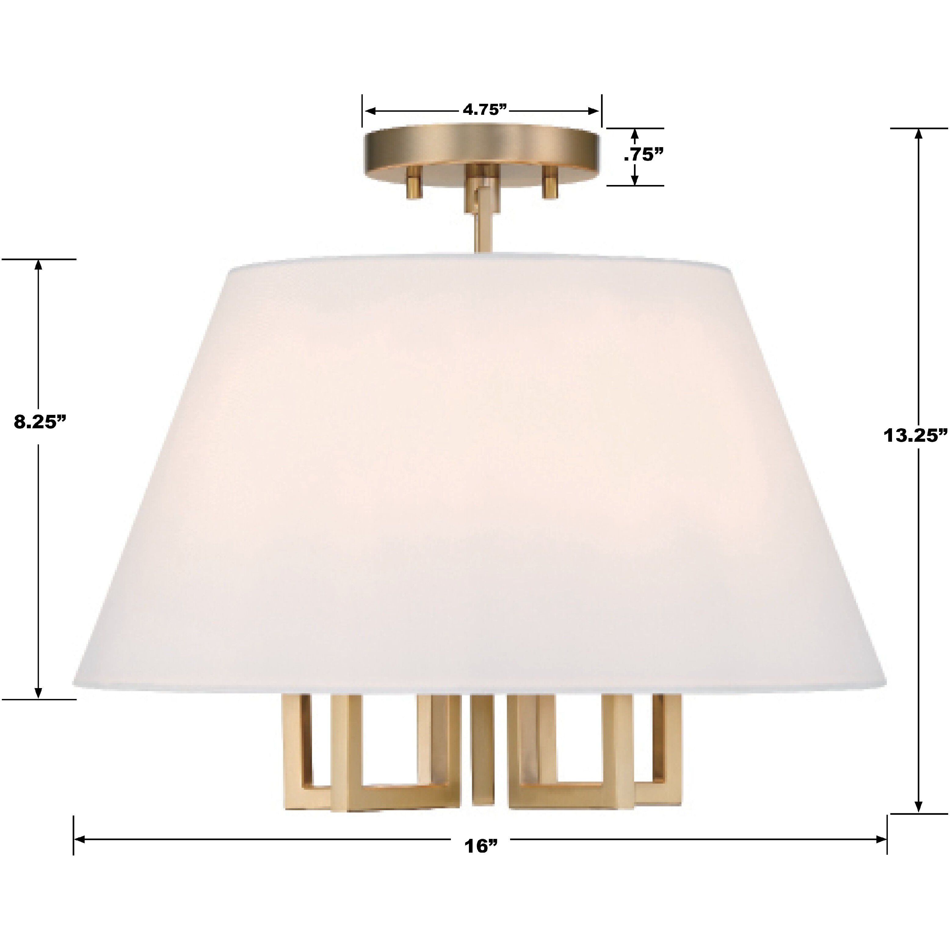 Westwood 5 Light 16 inch Vibrant Gold Semi Flush Ceiling Light