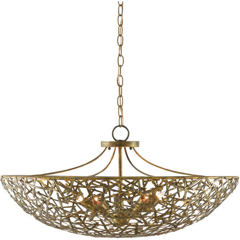 Confetti 5 Light 30.25 inch Hand Rubbed Gold Leaf Bowl Chandelier Ceiling Light
