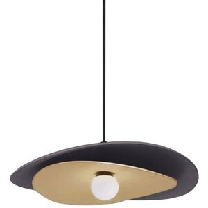 Paven LED 20 inch Matte Black and Aged Brass Pendant Ceiling Light
