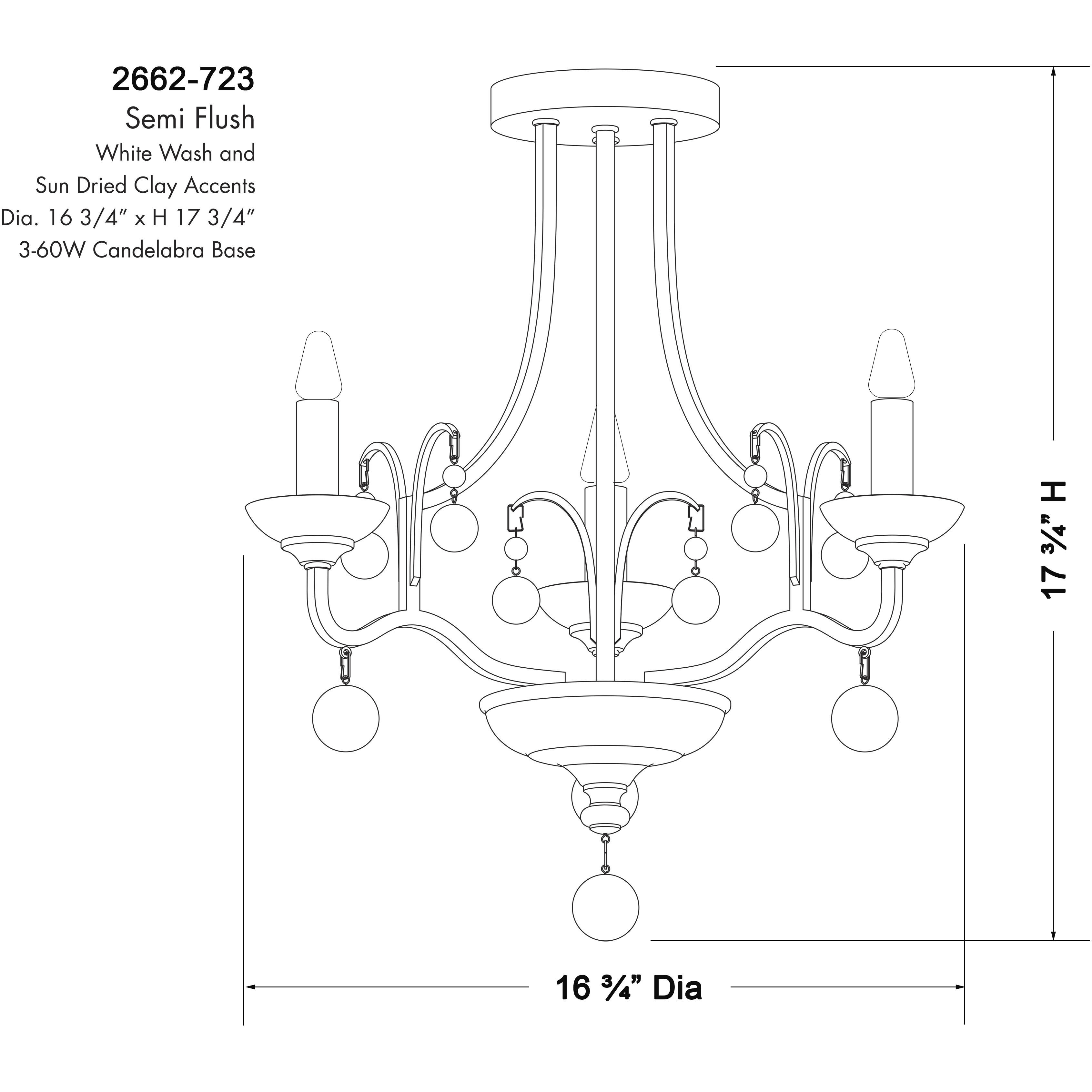 Colonial Charm 3 Light 16.75 inch Old World Bronze with Walnut Semi Flush Ceiling Light