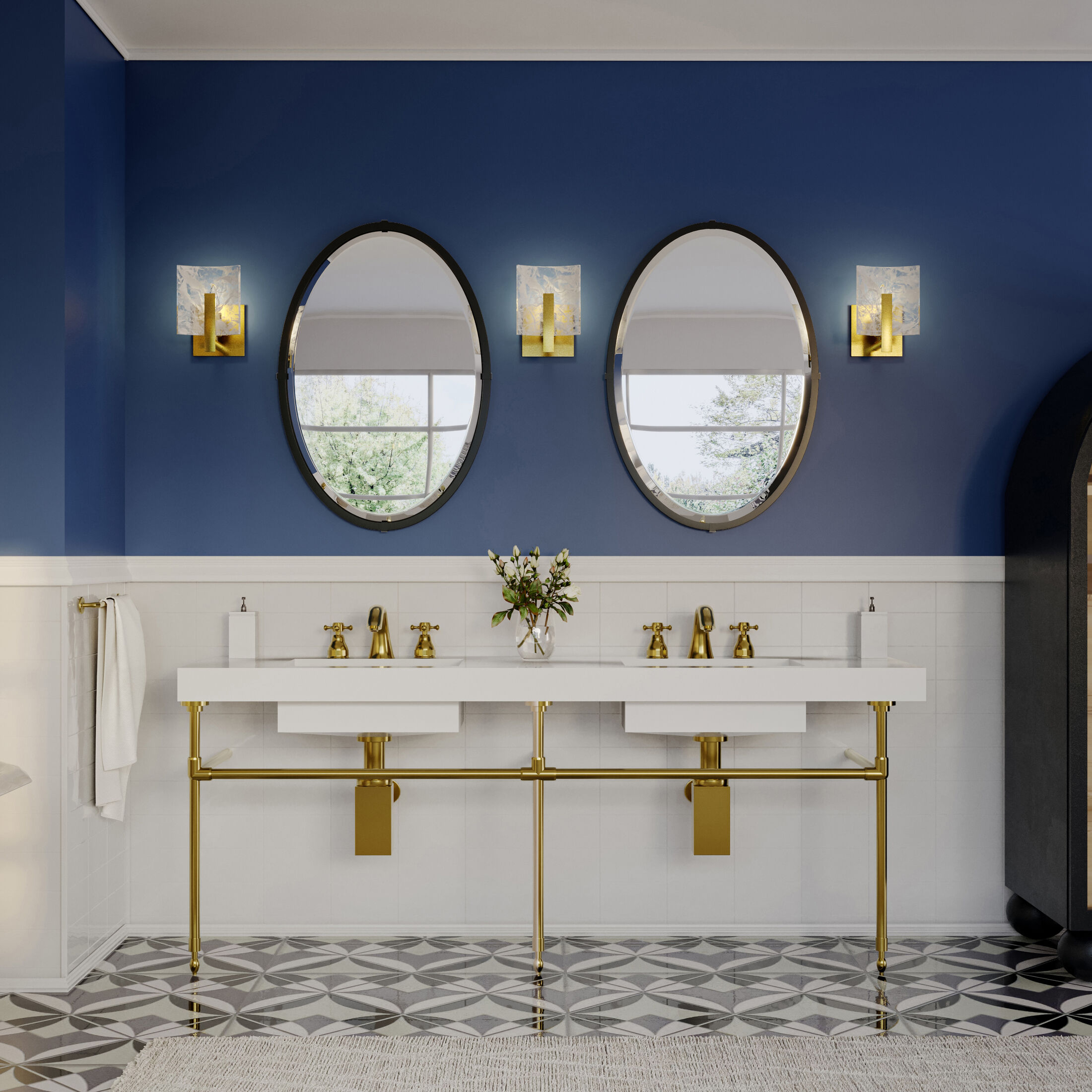 Arc 1 Light 6 inch Modern Brass Bath Sconce Wall Light, Small