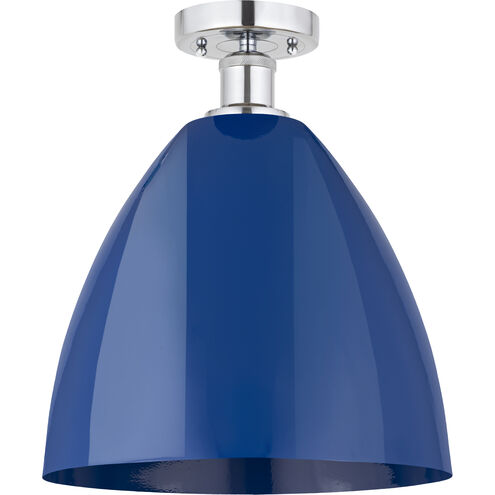 Edison Plymouth Dome 1 Light 12 inch Brushed Satin Nickel Semi-Flush Mount Ceiling Light in Red