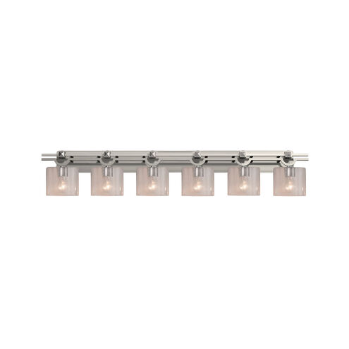 Fusion 6 Light 59 inch Brushed Nickel Bath Bar Wall Light in Oval, Incandescent, Seeded Fusion