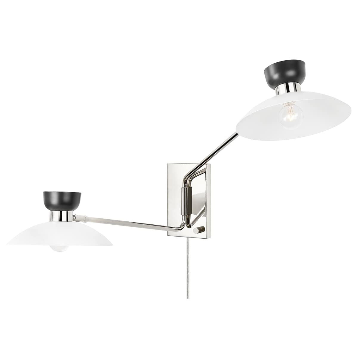 Whitley 60.00 watt Polished Nickel Swing Arm Wall Sconce Wall Light, Plug-In