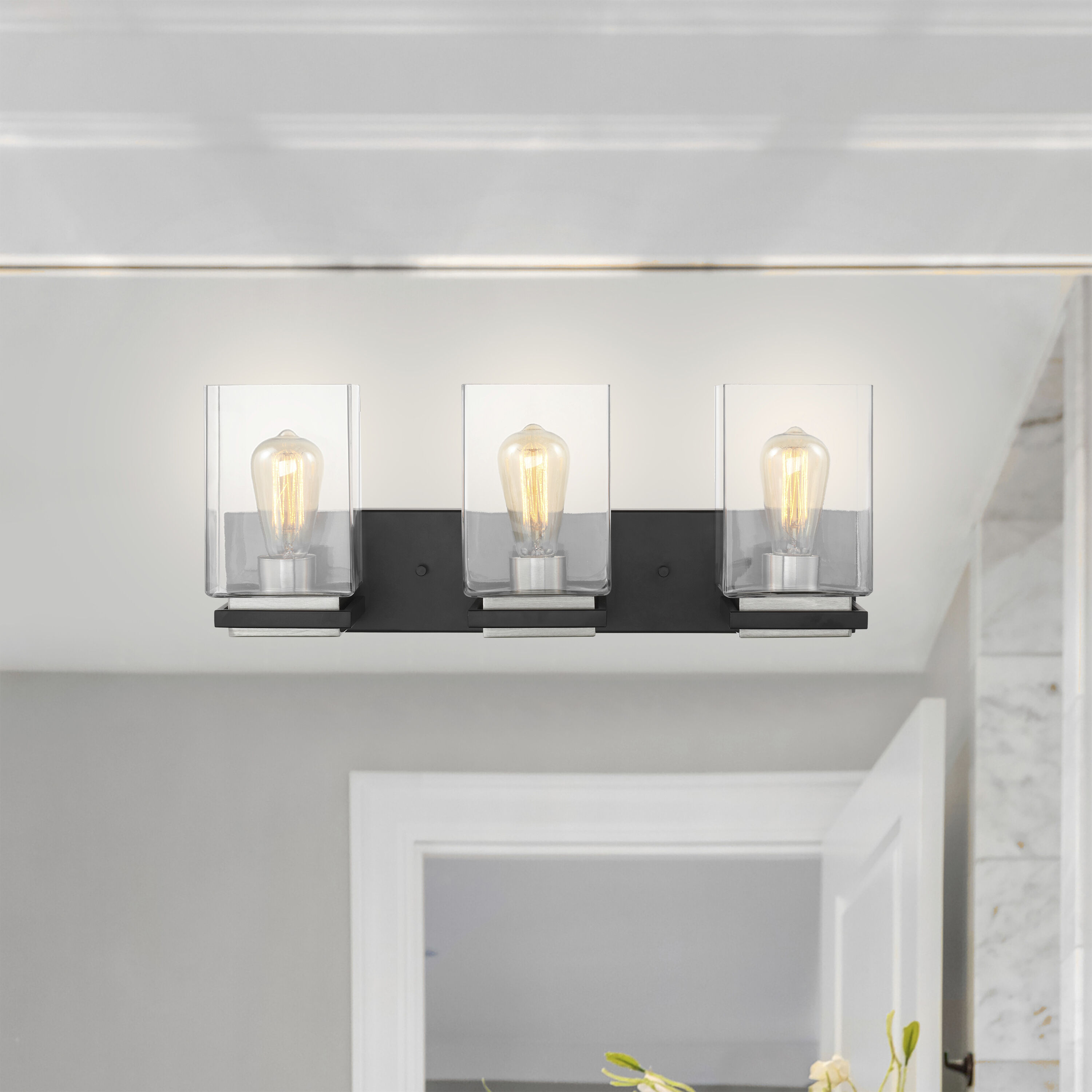 Crossroads 3 Light 23 inch Matte Black Bathroom Vanity Lights Wall Light