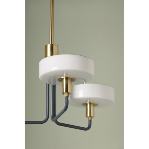 Aston 3 Light 24.25 inch Aged Brass/Slate Blue Chandelier Ceiling Light