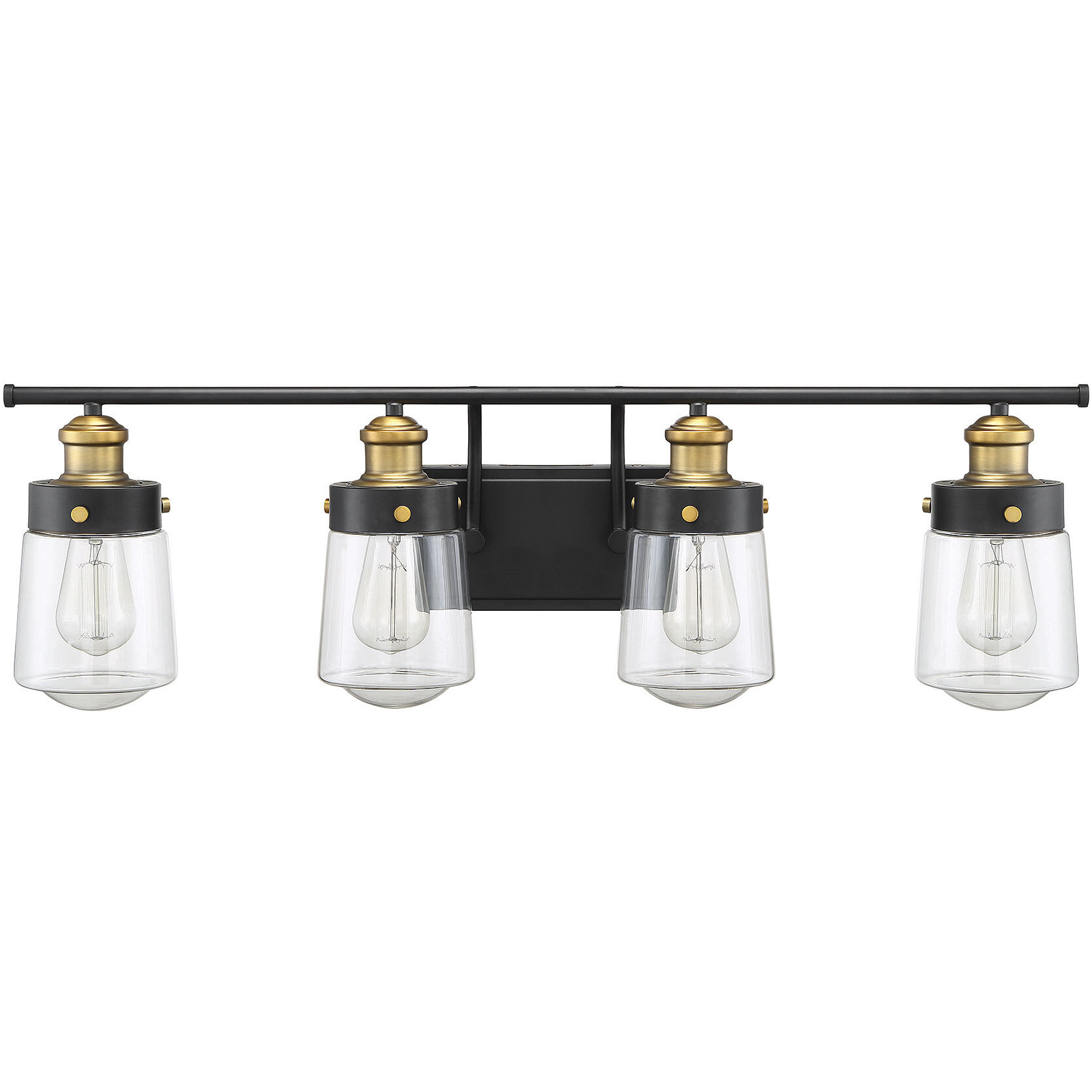 Macauley 4 Light 32 inch Vintage Black with Warm Brass Bathroom Vanity Light Wall Light