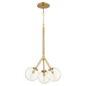 Rovi 3 Light 17 inch Aged Brass Pendant Ceiling Light