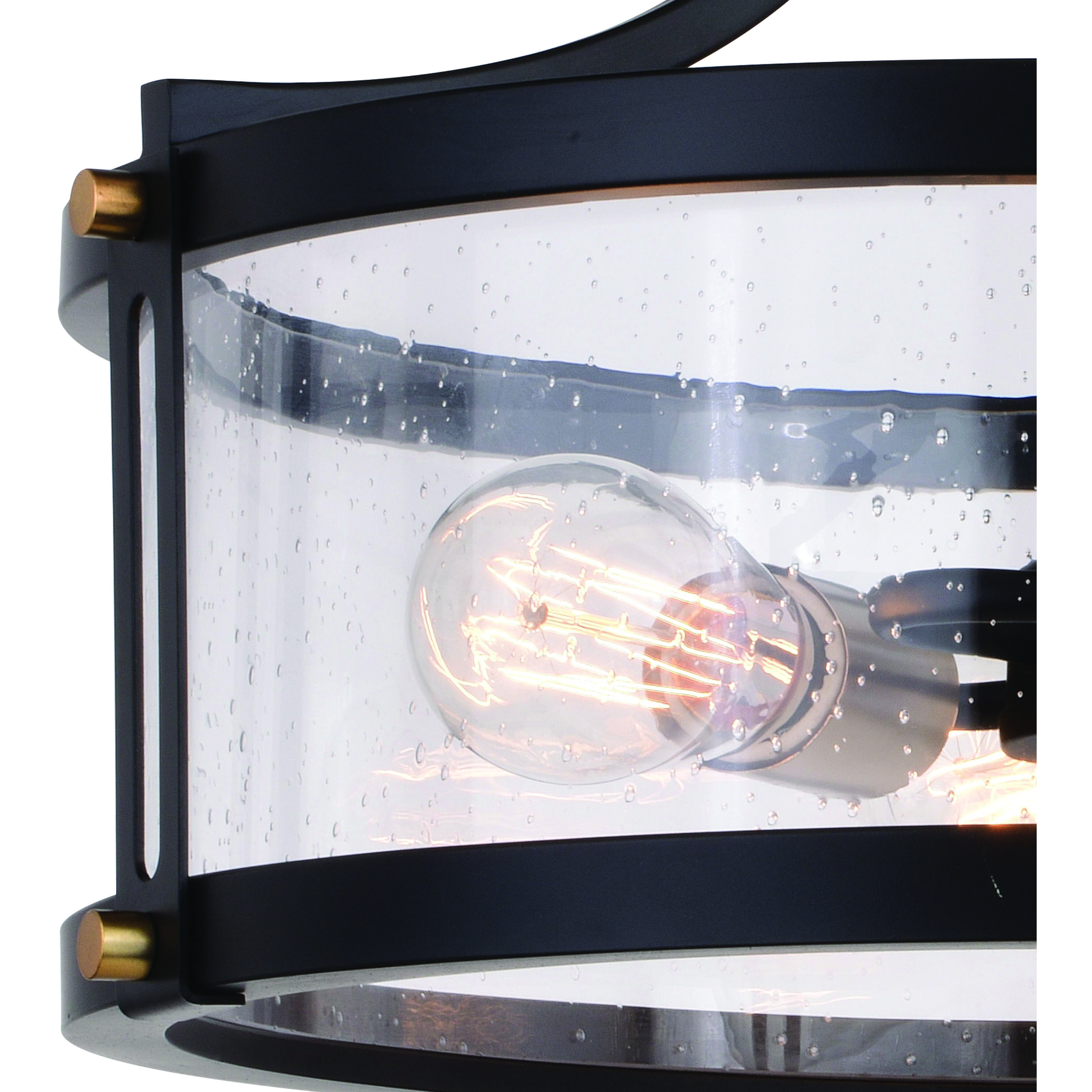 Holbrook LED 15.75 inch Matte Black and Satin Brass Semi-Flush Mount Ceiling Light