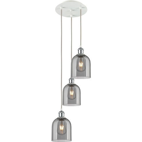 Ballston Bella 3 Light 12 inch White Polished Chrome Cord Hung Multi Pendant Ceiling Light