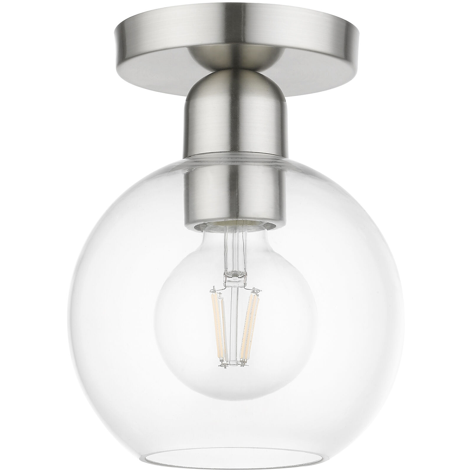 Downtown 1 Light 7 inch Brushed Nickel Semi-Flush Ceiling Light, Sphere