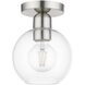 Downtown 1 Light 7 inch Brushed Nickel Semi-Flush Ceiling Light, Sphere