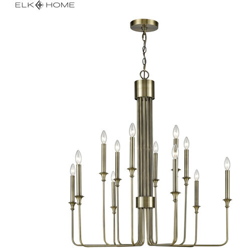 Edward 12 Light 36 inch Antique Brass Chandelier Ceiling Light