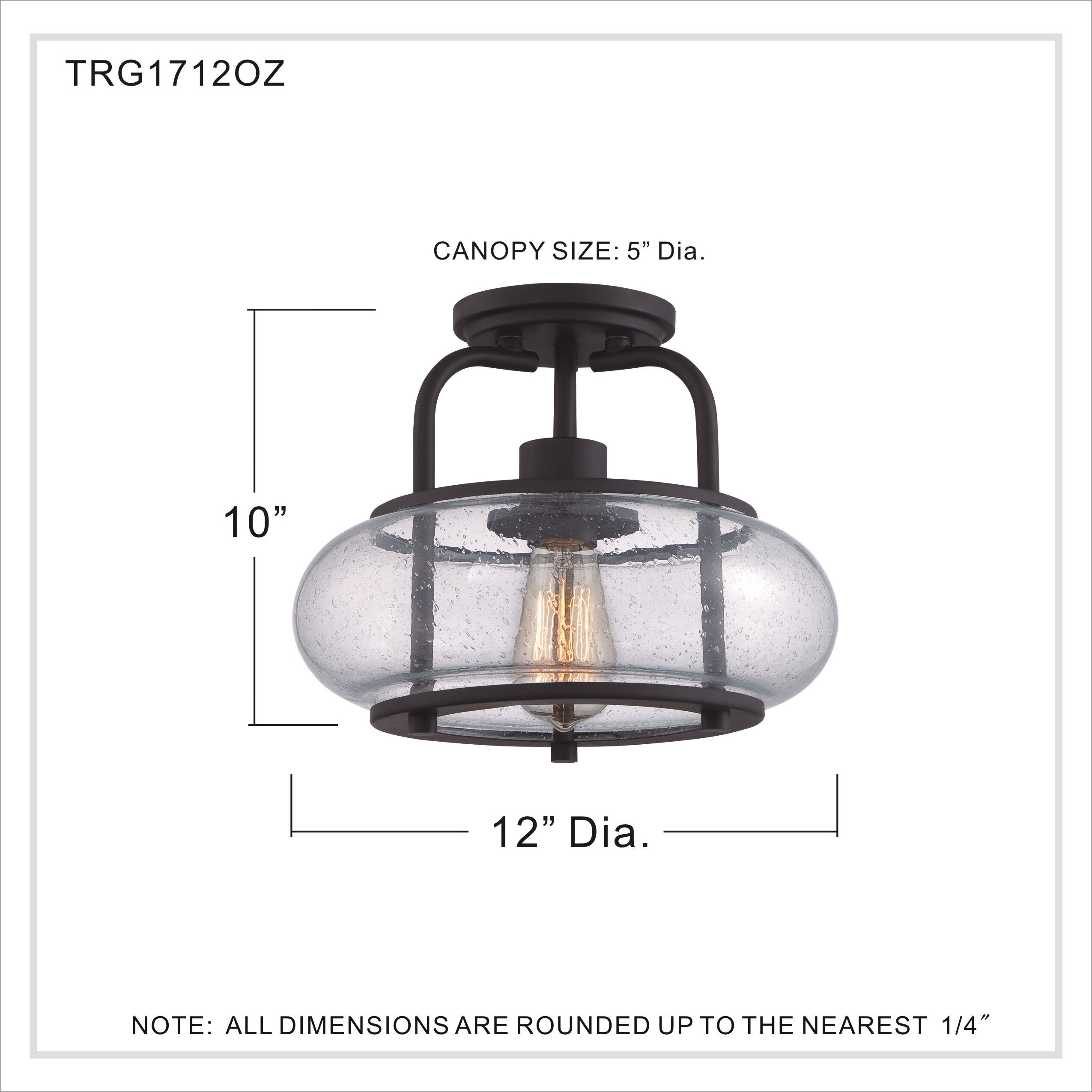 Trilogy 1 Light 12 inch Old Bronze Semi-Flush Mount Ceiling Light