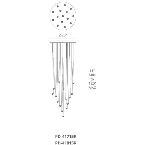 Cascade LED 23 inch Black Multi-Light Pendant Ceiling Light in 15, Round, 28in.