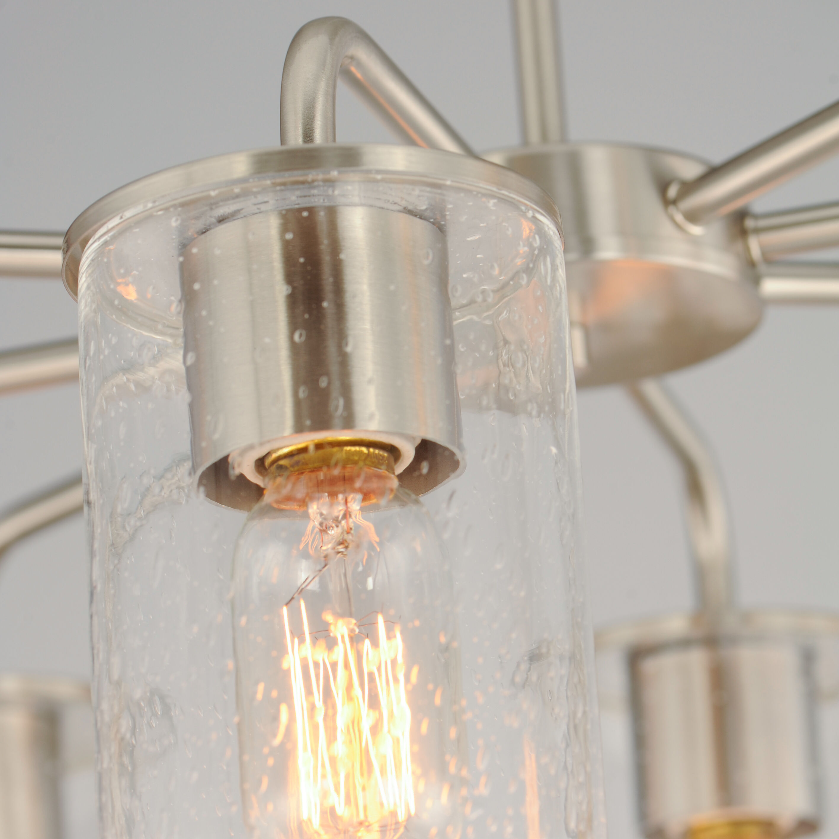 Sleek 8 Light 34 inch Satin Nickel Chandelier Ceiling Light