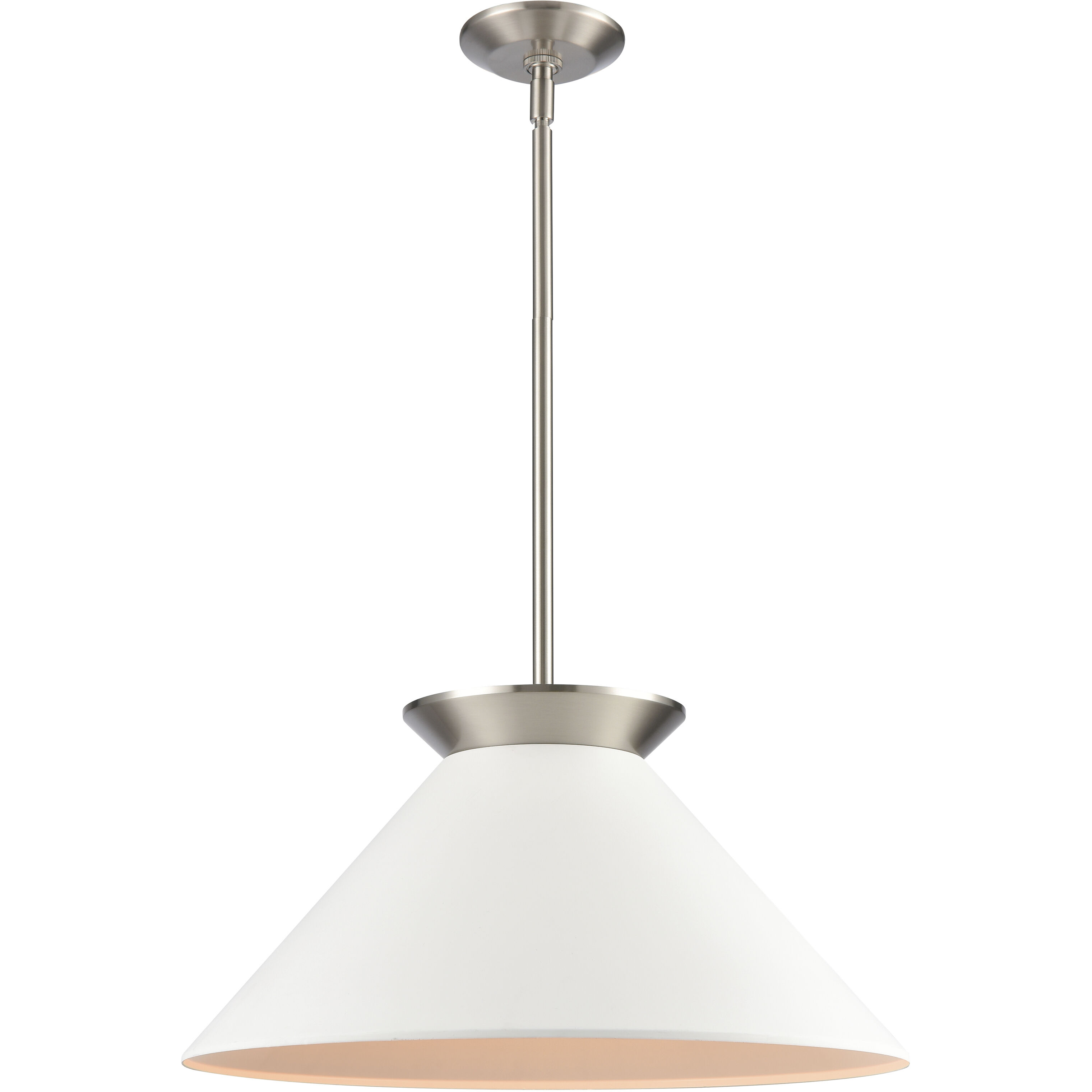Cavendish 1 Light 20 inch Brushed Nickel with White Pendant Ceiling Light