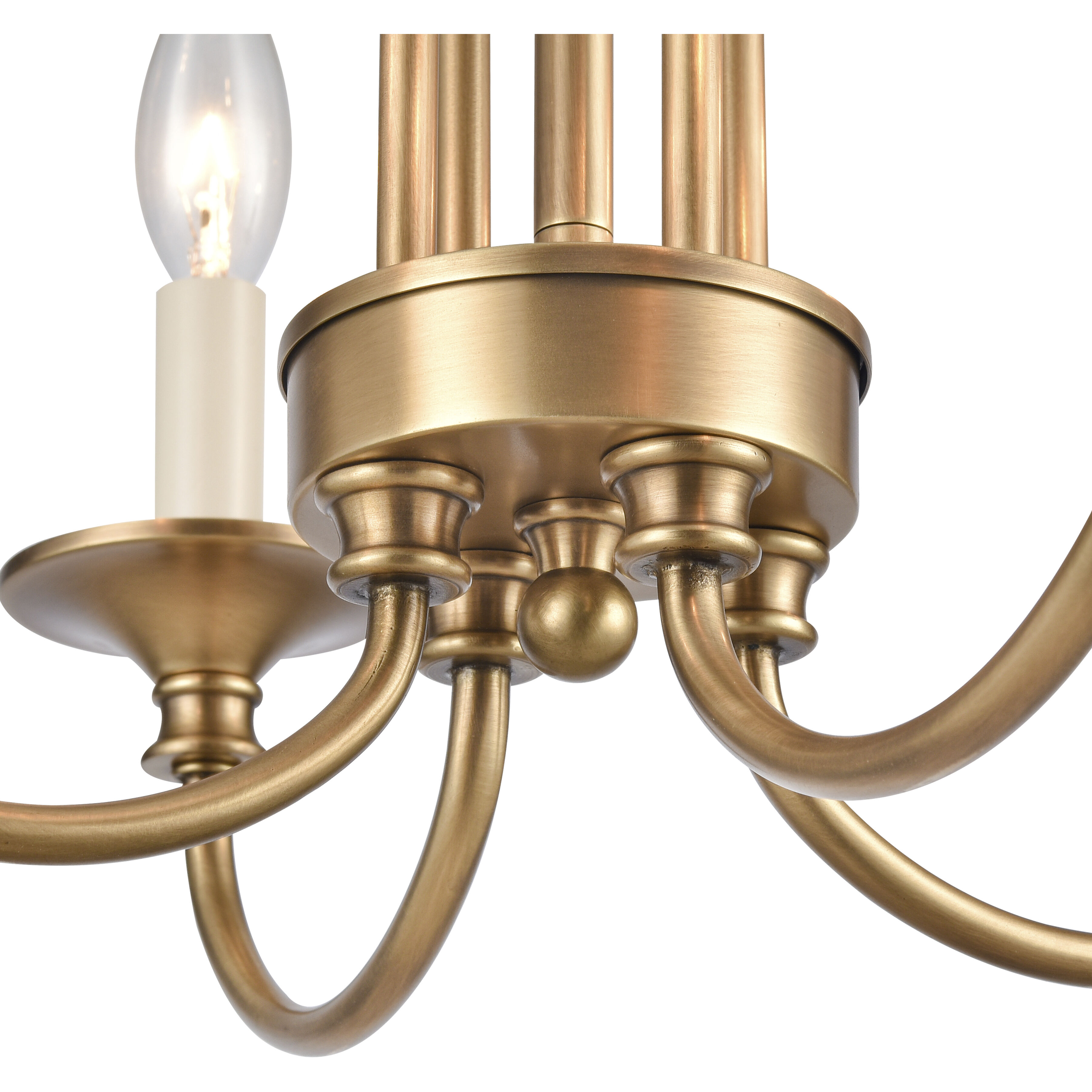 Cecil 4 Light 16 inch Natural Brass with Off White Semi Flush Mount Ceiling Light