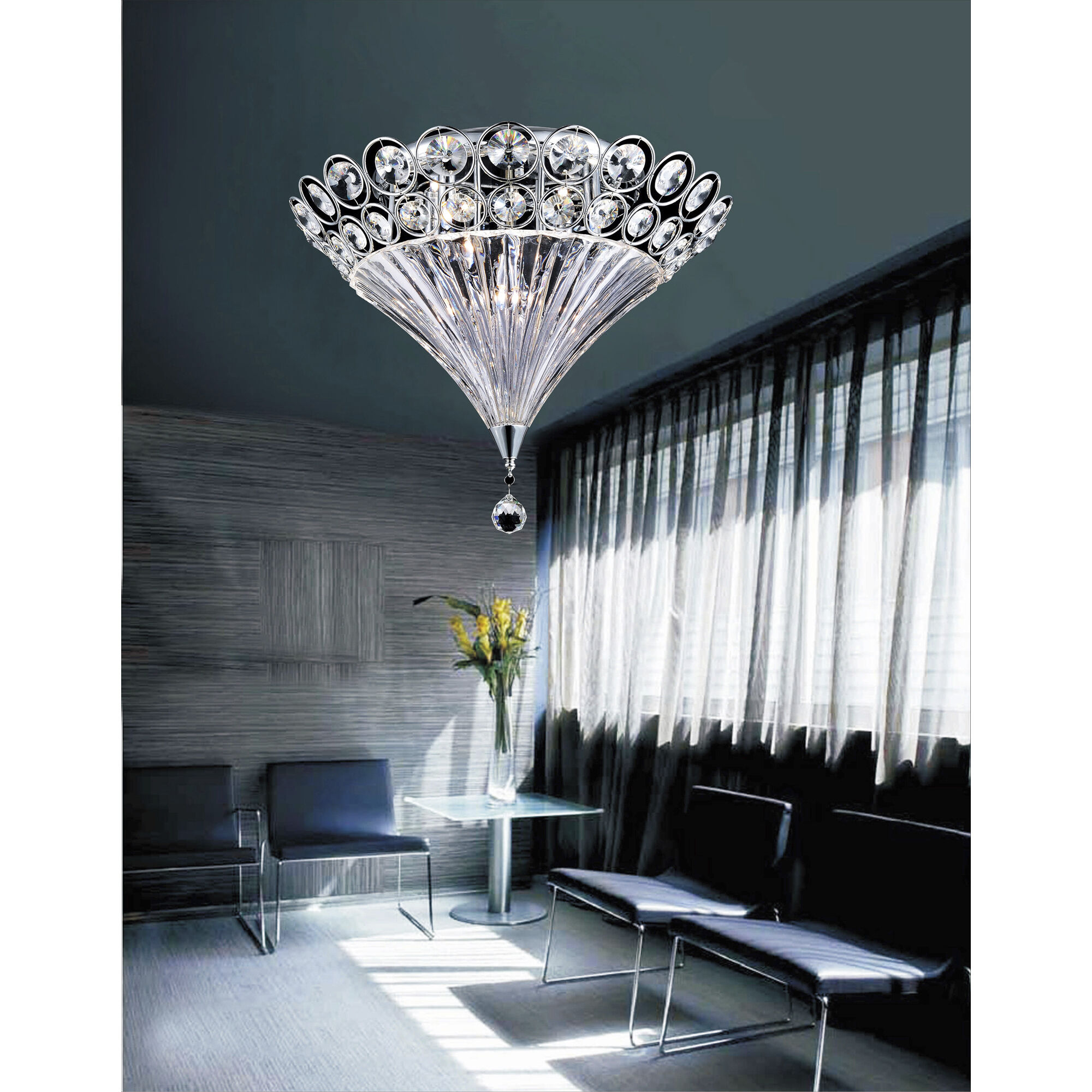 Lina 6 Light 23 inch Chrome Bowl Flush Mount Ceiling Light